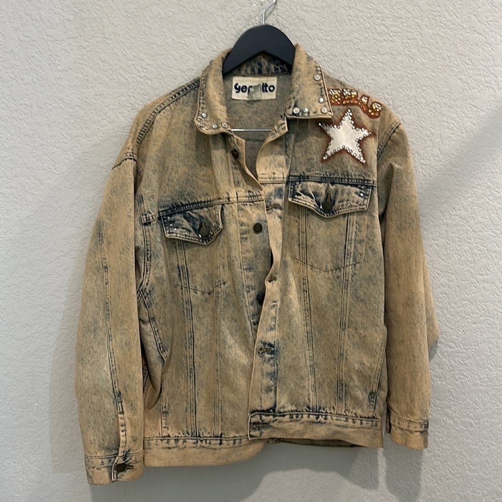 Hand made Texas theme vintage denim jacket size XL - Picture 1 of 11